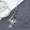 Halloween Gothic Punk Bat Phone Charm for Women Men Cross Pendant Mobile Phone Chain Y2K Bowknot Heart Lanyard Keychain