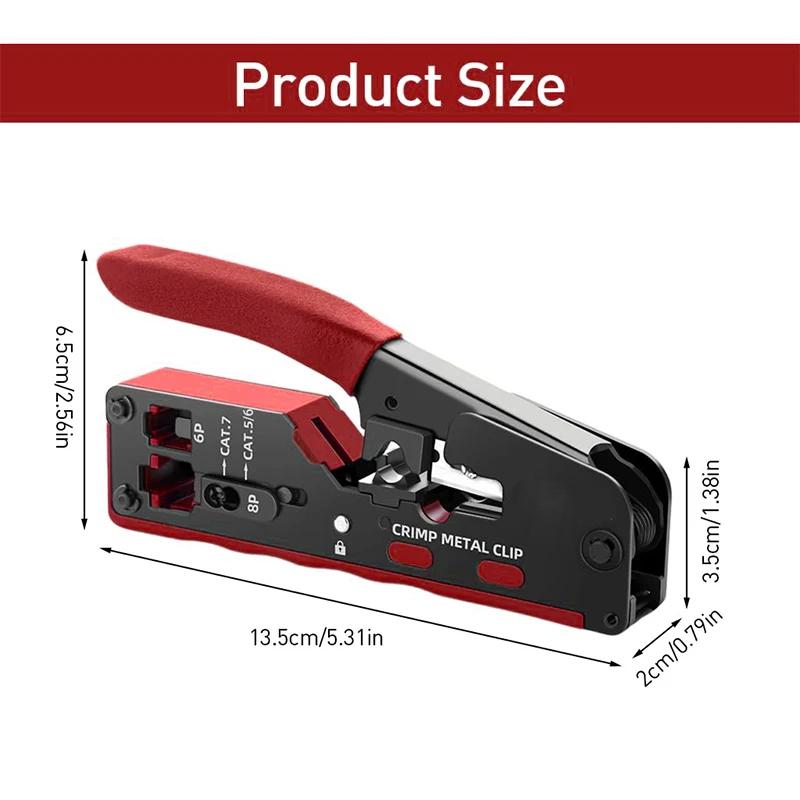 Narzędzie do zaciskania kabli RJ45 Wszystko w jednym Przelotowa zaciskarka do kabli Szczypce ze stali wysokowęglowej do kabli Ethernet Cat6 Cat5 Cat5e RJ45