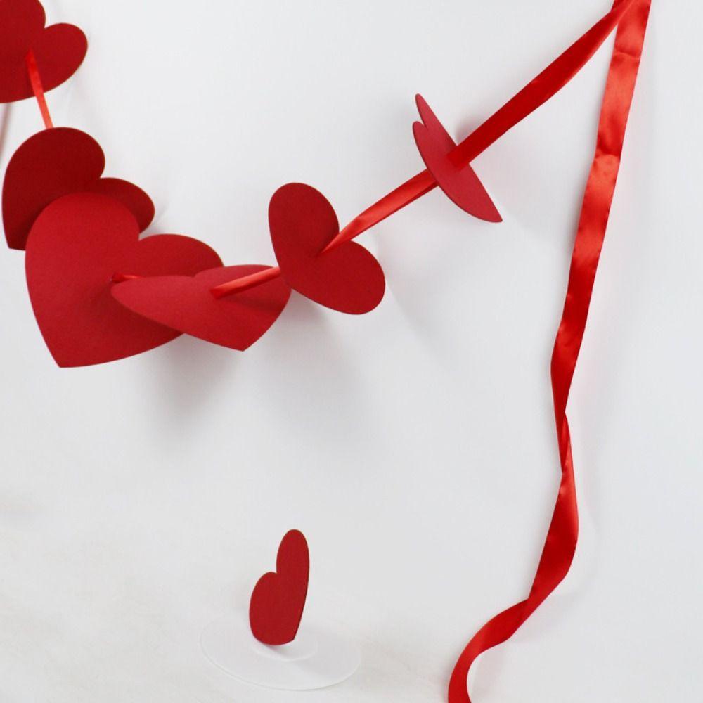 Red Heart-Shaped Banner 300cm Valentine's Day Banner Durable Wedding Banner Garland  Proposal Event