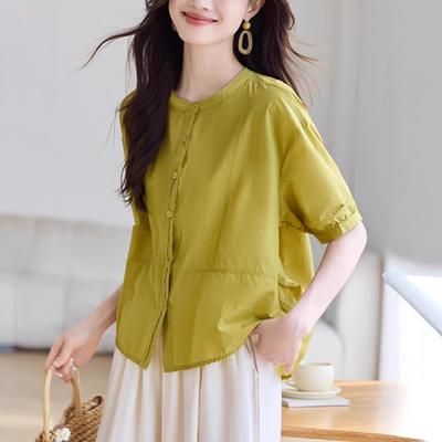 Light Short-sleeved Shirt Women's Summer New Fashion Loose Large Size Age-reducing Cardigan Top