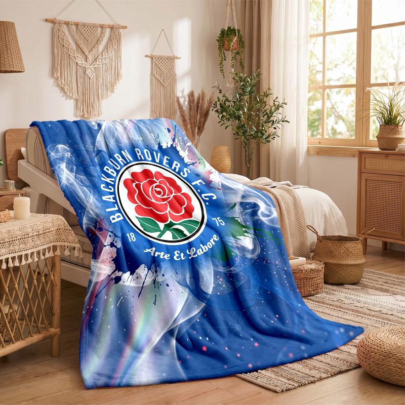 Blackburn Rovers Football Print Flannel Blanket Soft Warm Sofa Bed Throw Blanket For Home Office Bedroom