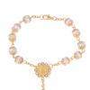 Car Pendant Bling Retro Imitation Pearl Metal Jesus Cross Car Rear View Mirror Hanging Ornament Cross Hanging Decoration