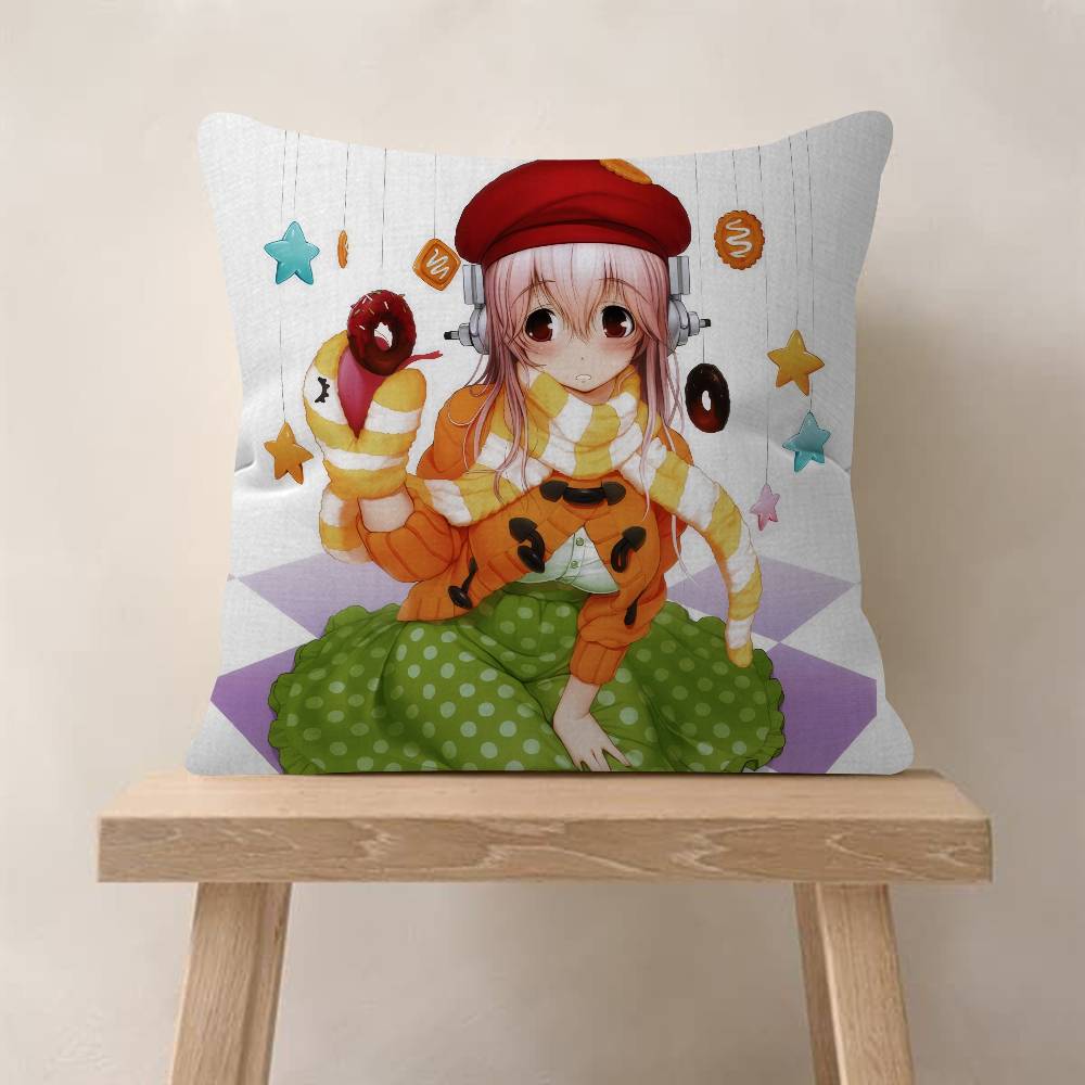 Beautiful Super SSonico Anime  4545cm Cushion Cover Pillow Cover Decor Pillowcase Home Pillowcase for Couch Pillow