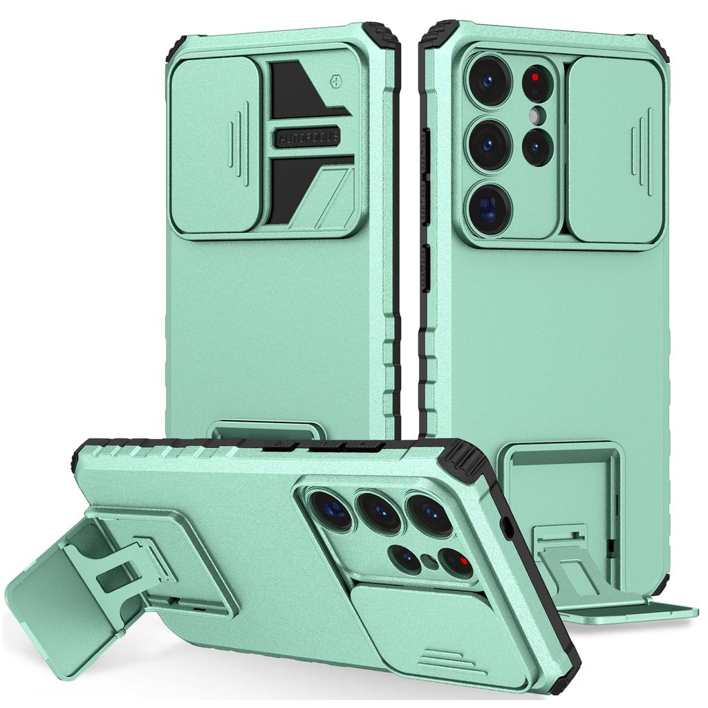 For Samsung Galaxy S25 Ultra Case Camera Slider PC+TPU Phone Cover with Kickstand