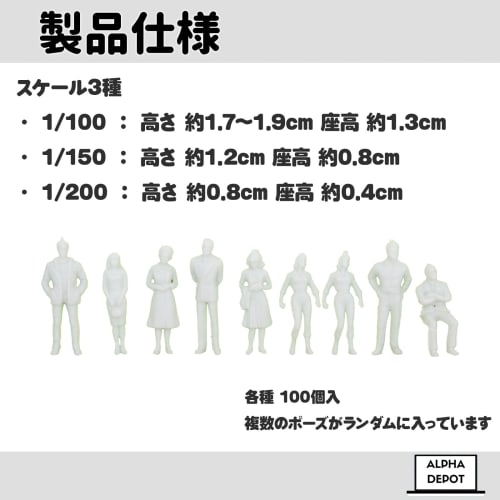 Alpha Depot Model People Diorama Miniature Minifigure Set of 100 (1/100)