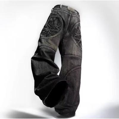 Streetwear Prané Retro Baggy Jeans Goth Hip-hop Osobnosť Harajuku Trendy Čierne rovné nohavice Y2K Široké nohavice Unisex
