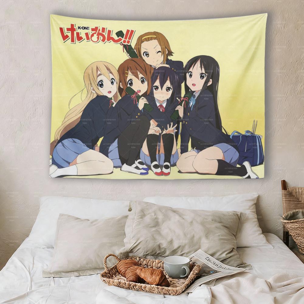 KOn Anime Tapestry Light Music Club Group Wall Hanging Kawaii Manga Bedroom Dorm Decor for Fans