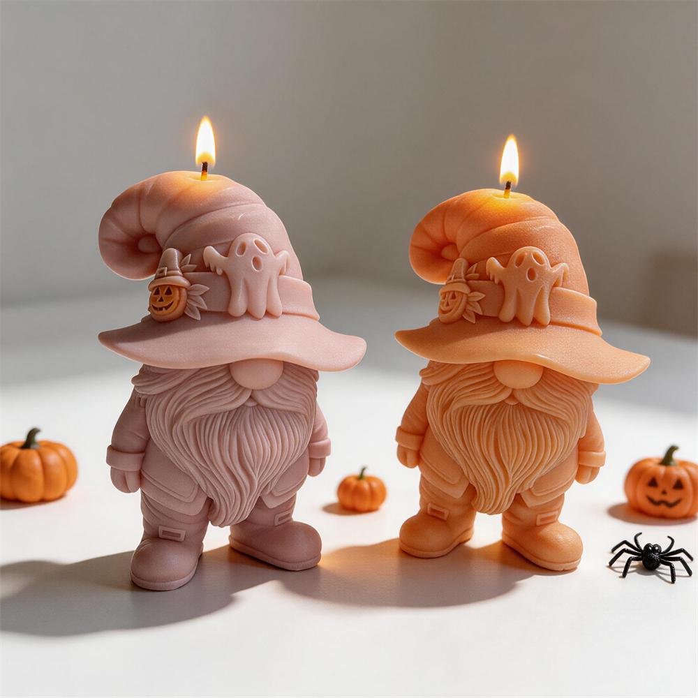 2026 Happy Halloween Gnomes Silicone Mold Ghost Gnome Soy Wax Candle Mold Pumpkin Resin Plaster Mould for Halloween Decor