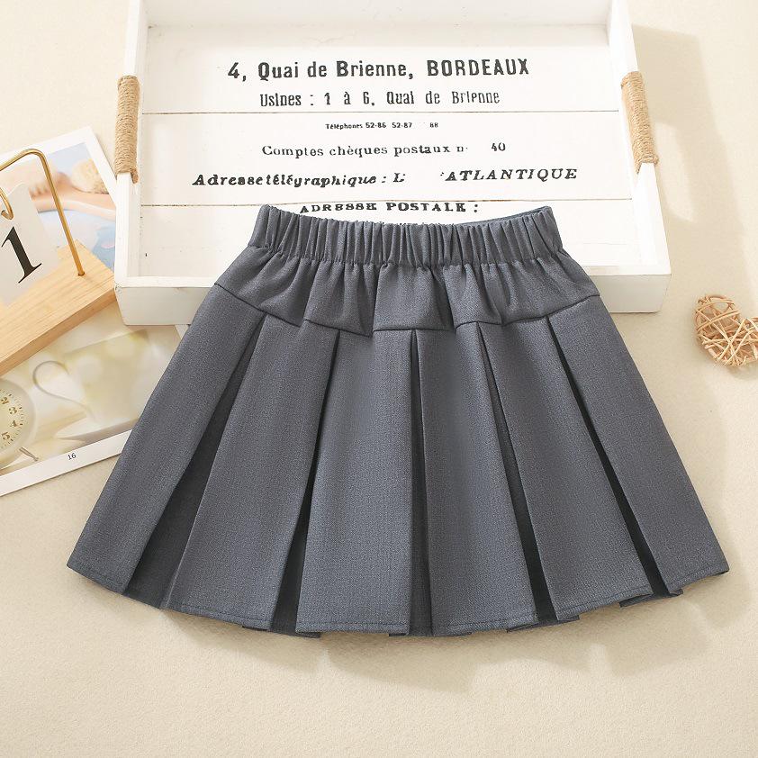 Academy Style Solid Pleated Skirt for Girls, Spring/Autumn Collection 2025