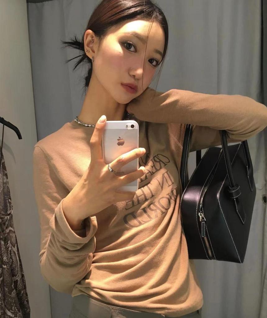 Korean Designer Letter Print Slim Fit Stretchy Base Layer Women's Top - New Spring Arrival.