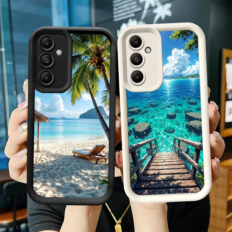 Phone Case for Samsung Galaxy A17 A16 A15 A14 A13 Summer Beach Sea Palm Tree Vacation A56 A36 A26 A55 A35 A25 A54 A34 A24 A53 A3