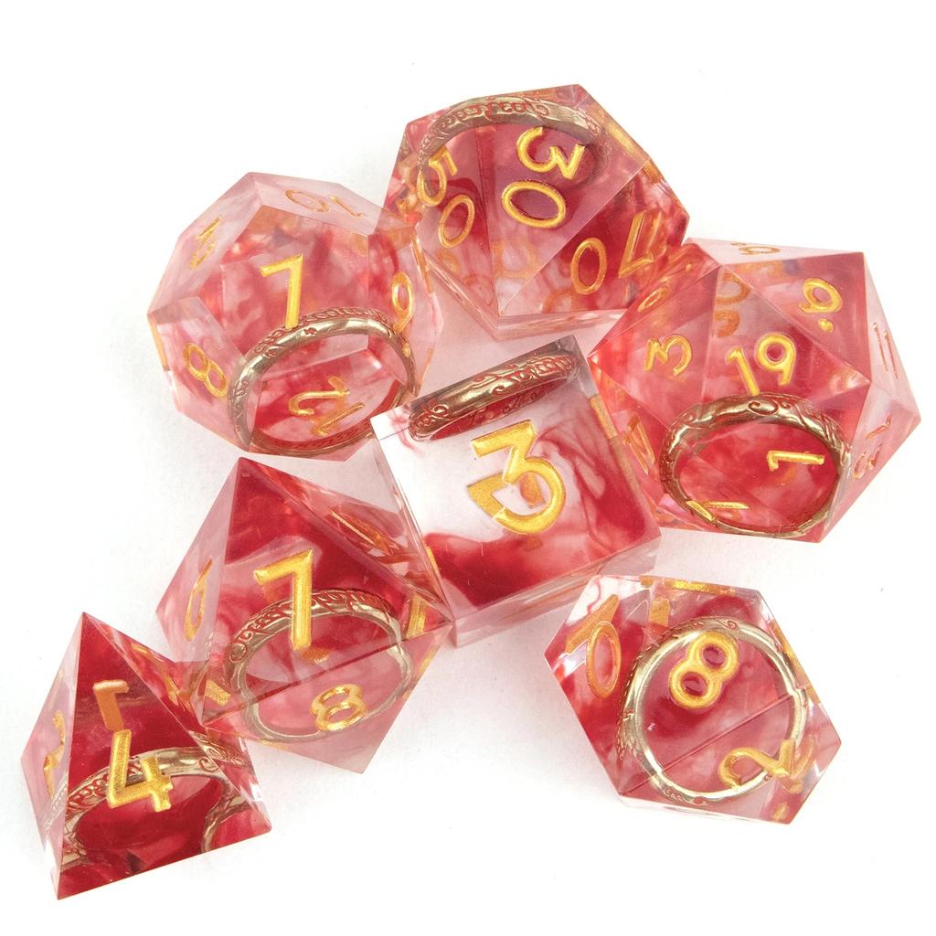7 Teile/satz Harz Ring Anzahl Polyhedral Würfel für Rolle-Spielen RPG Brettspiel Spielzeug