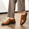 Fashion New Monk Strap Loafers New Men's Pointed Double Belt Buckle Leather Shoes Male Designer Formal Wedding Dress Homecoming Footwear