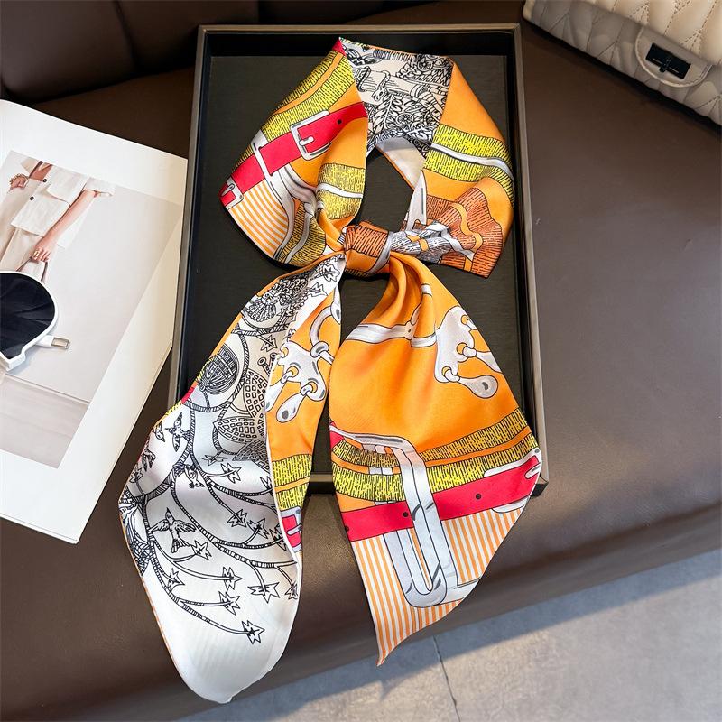 New Long Neckerchief Skinny Hair Bands Women Silk Scarfs Fashion Headbands Bag Scarves Print Hairband Neck Scarf For Ladies