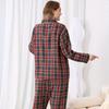 Plus Size Womens Winter Long Sleeve Pajama Set With Gray Red Plaid Comfortable Home Loungewear