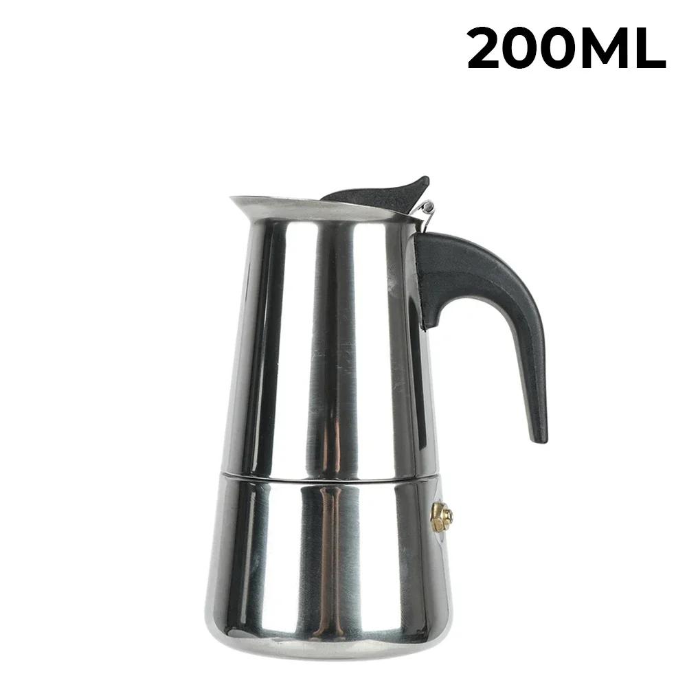 Stainless Steel Moka Pot 2/4/6 Cups Italian Espresso Maker Stovetop Coffee Machine for Home Kitchen Premium Filter Coffee Pot