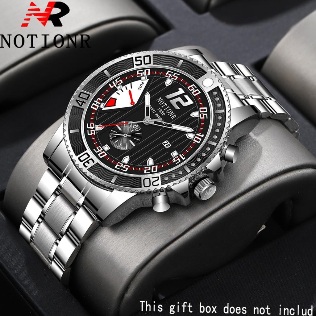 Notionr Men'S Business Casual Stainless Steel Strap Casual Date Display Quartz Men'S Watch