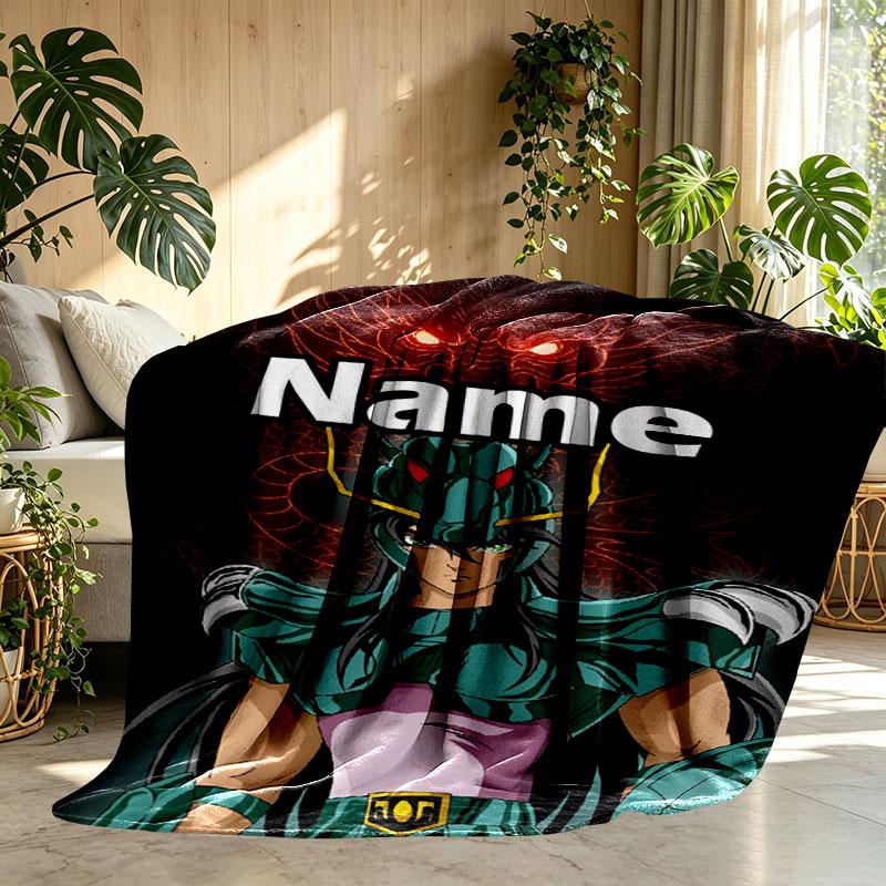 Custom Name Personalized Saint Seiya Print Blanket, Home Decor, Bedroom, Sofa, Camping, Couch, Gifts for Birthday Christmas