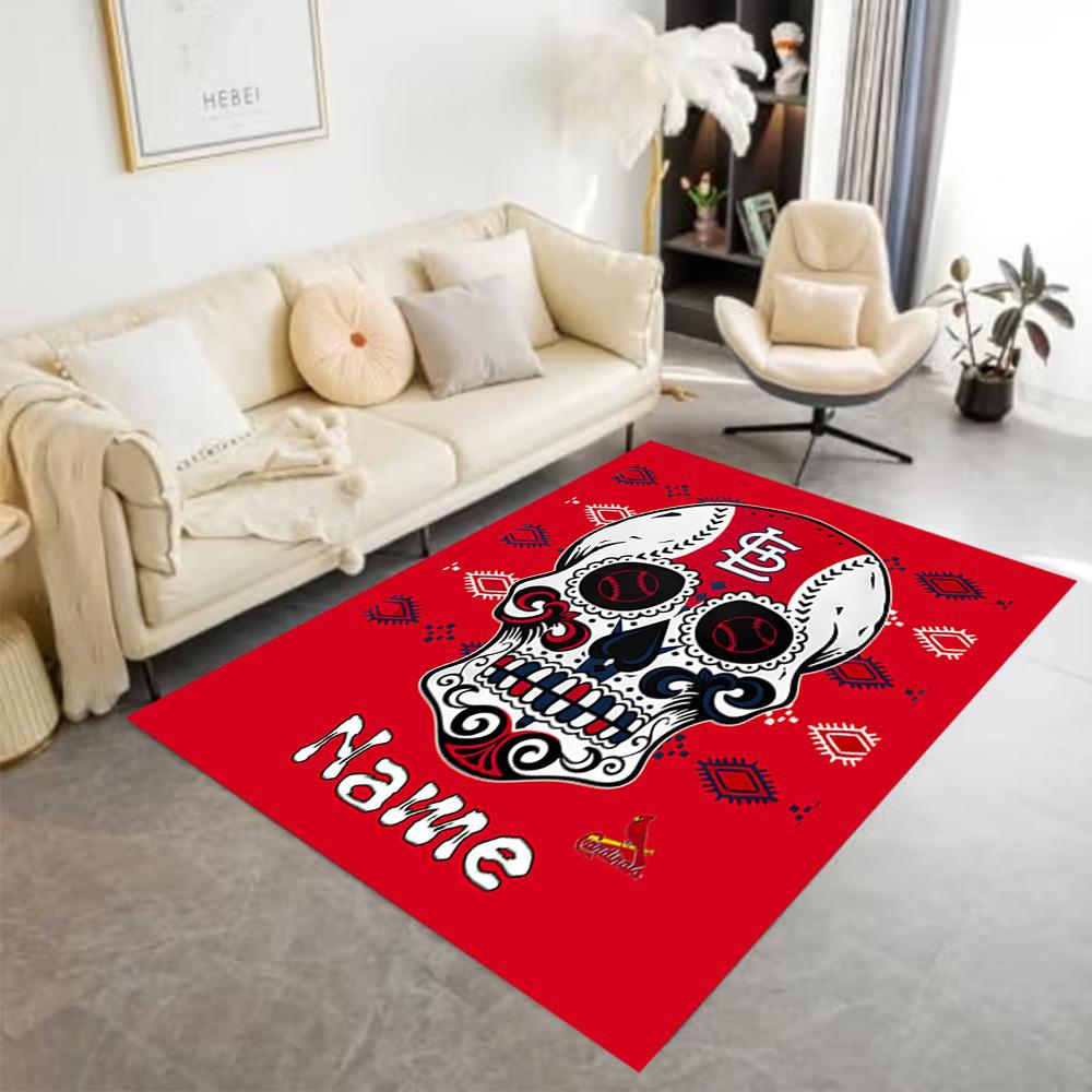 Day Dead Baseball Customized Name Area Rug Design for Foyer Balcony Decorate Room Kitchen Anti-slip Rug Anime Office Decor Best for Christmas