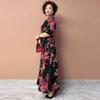 Summer Women's V-Neck Floral Dress Slim Fit Stretch Plus Size Dress Long Casual Dress