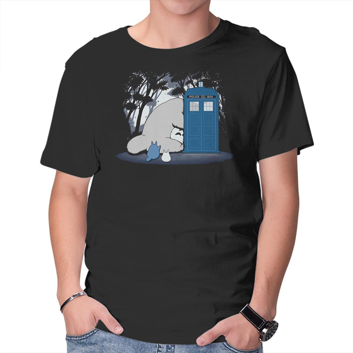 Unisex Crew Neck T-Shirt Curious Forest Spirits Graphic Short Sleeve Casual Tee XXL