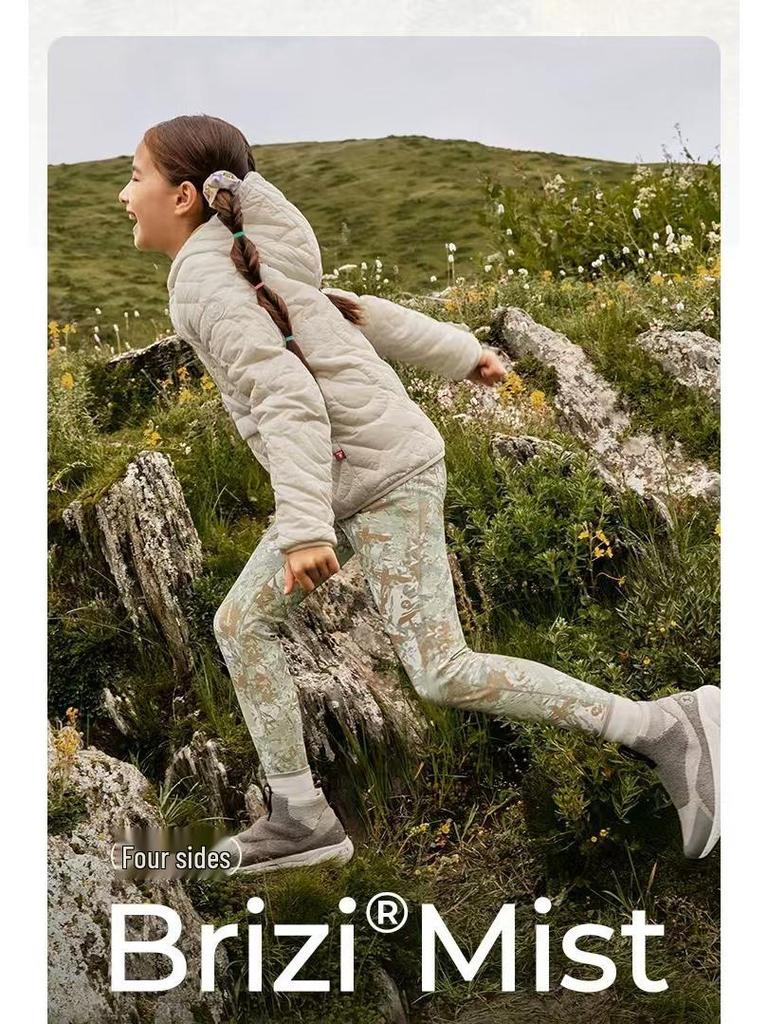 Girls' High-Waist Quick-Dry Yoga Leggings - Autumn/Winter Breathable Elastic Sports Pants