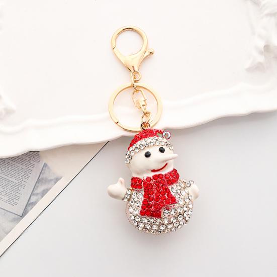 Keychain Pendant Sparkling Rhinestones Santa Claus Design Metal Keyring Decorative Key Holder Friends Bag