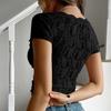 Women's Loose V-Neck Casual Solid Color Lace Short Sleeved Top Lace Short Sleeved Top
