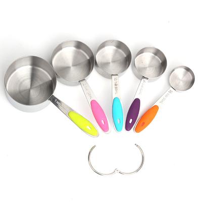 Silicone Insulated Stainless Steel Five-piece Set Cake Baking Measuring Cup Colorful Measuring Cup Kitchen Tool Set