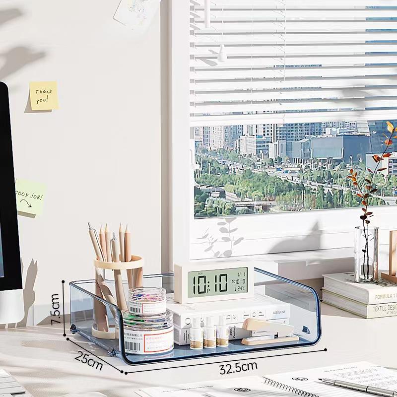 Simple Large Capacity Desktop File Tray Transparent Stackable Paper Holder Shelf A4 Document Paper Organizer Home Office