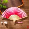 Traditional Chinese Sle Hand Fan Women's Qipao Dance Fan Portable Summer Small Foldable Fan Silk Material Bamboo Frame