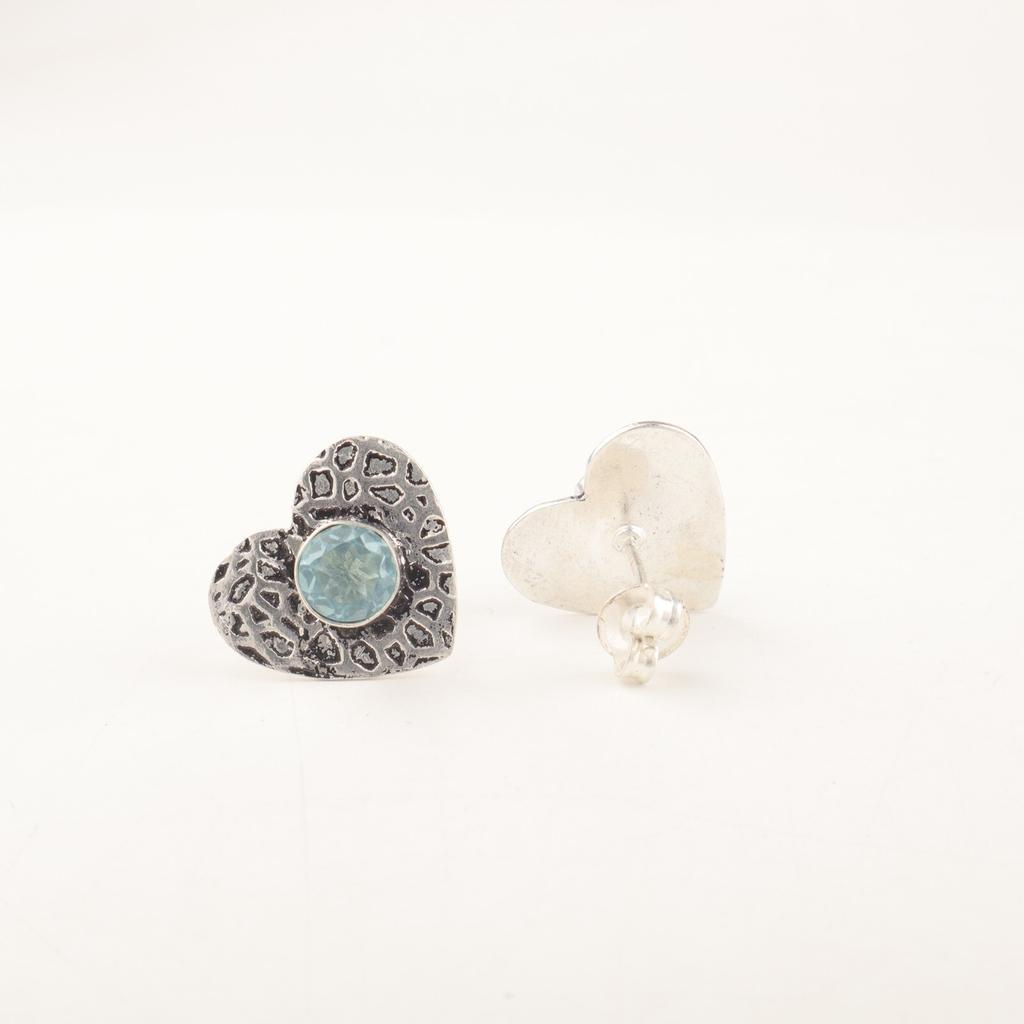 Sky Blue Topaz Gemstone 925 Sterling Silver Jewelry Handmade Stud Earrings 0.6" EE-143-15
