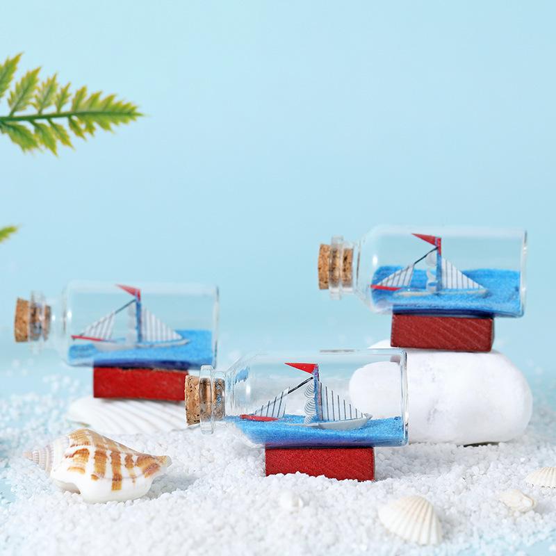 Sailboat Drift Bottle with Sea Sand: Creative Desktop Decoration and Gift
