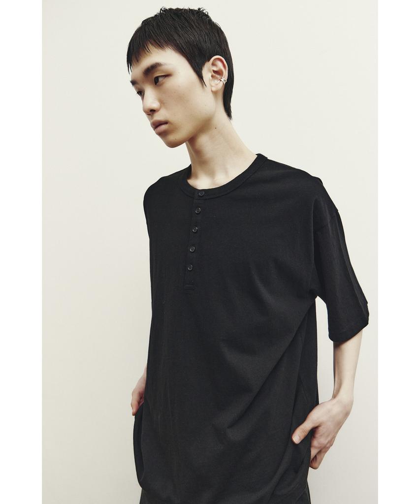 YOUTH Henley Neck H/S T-Shirt - Black