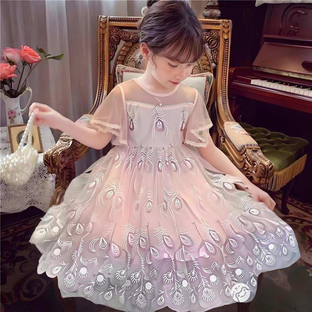 Girls' Summer Dress 2026 New Style Summer Girls' Elegant Mesh Medium sized Princess Skirt Children's Skirt Summer