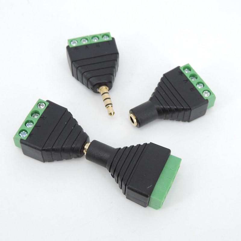 Audio Video AV 3.5mm 2 3 4 Pole Mono Stereo 3.5 Male Female AV Screw Terminal Jack 3.5 Male 3 Pin 4 Pin Terminal Block Plug