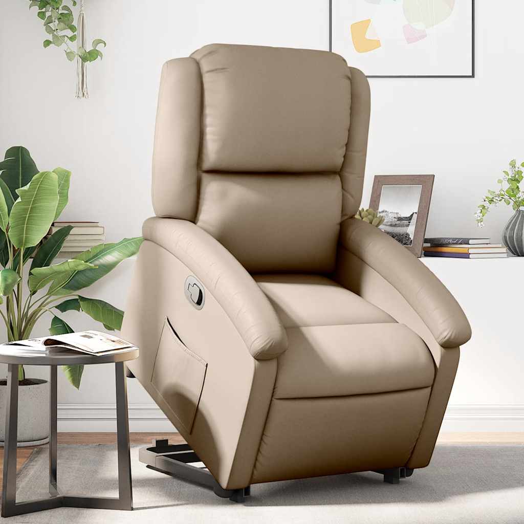 Recliner Chair with Lift Assistance Cappuccino Faux Leather