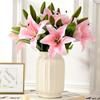 Simulated Lily Single Touch Film 3 Head Lily 1 Flower 2 Buds Home Wedding