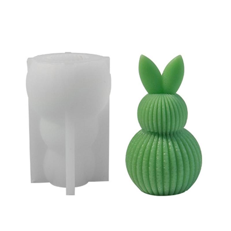 Rabbits Striped Pattern Silicone Candle Molds Candle Making Supply Rabbits Silicone Soap Mould Crafting Molds for Candle 1