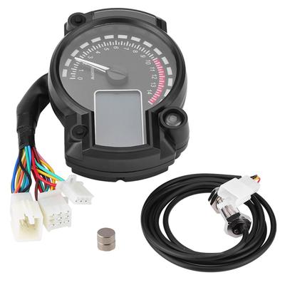 NEW-Universal LCD Digital Motorcycle Odometer Speedometer Instrument For KOSO Adjustable Max 299KM/H 7 Colors Dashboard
