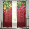 Weihnachtsbaum-Weihnachtskugel-Schneeflocken-Tüll-Vorhänge für Wohnzimmer-Dekoration, moderne Chiffon-Schier-Voile-Weihnachtsvorhänge 