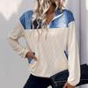 Autumn and Winter Women's Contrasting Color Splicing Sweatshirt Casual Lapel Zipper Long Sleeve Pullover Slim Sweatshirt
