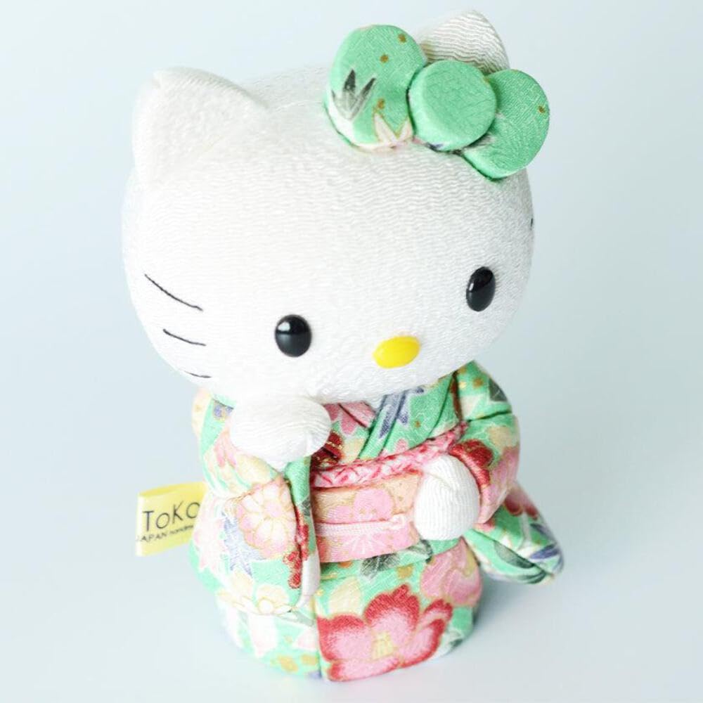 Hello Kitty Hello Hello Toko Wooden Beckoning Kakinuma Doll (standing) [Green] Kitty, Kitty, Kitty, Doll, Kakinuma, Doll, Cat,