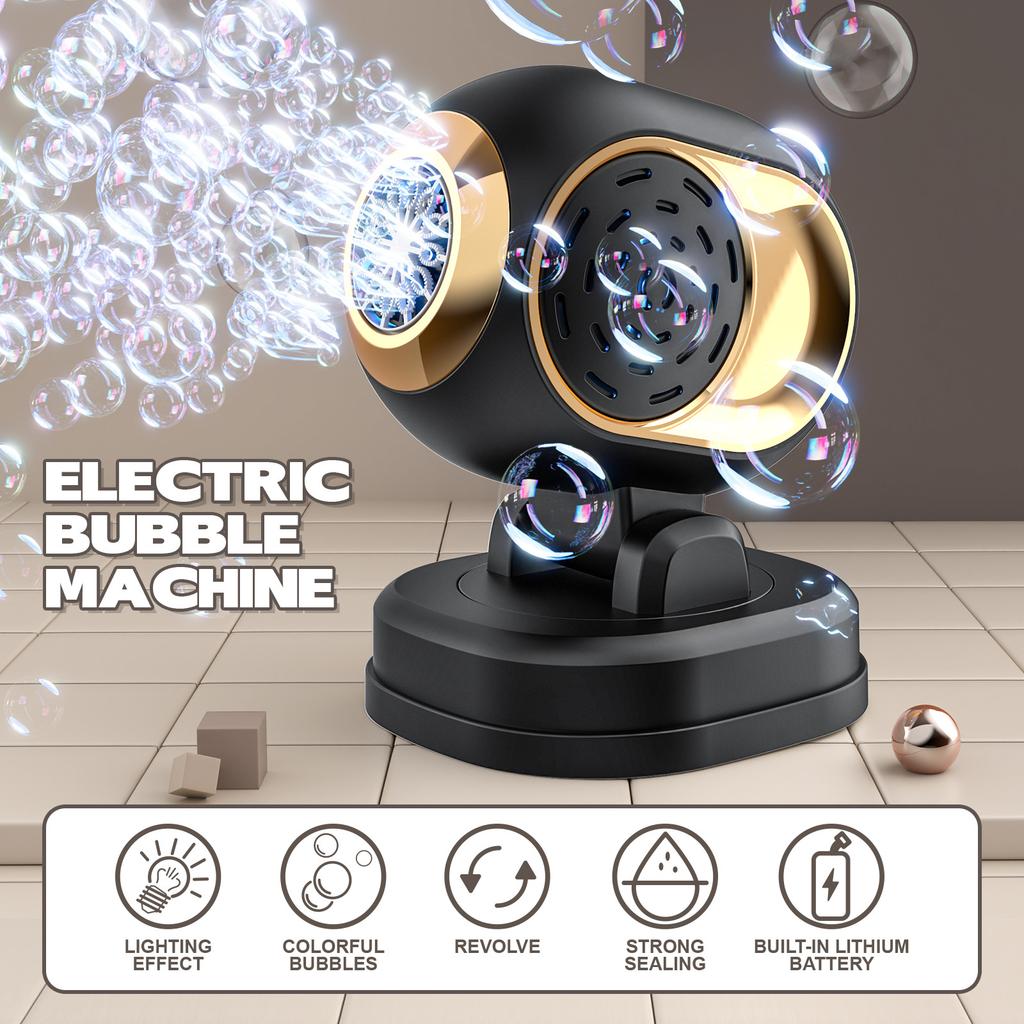 12 Hole Stage Bubble Machine Electric Rotating Automatic Lights Soap Blowing Maker Kids Outdoor Toys Wedding Party Game Gifts