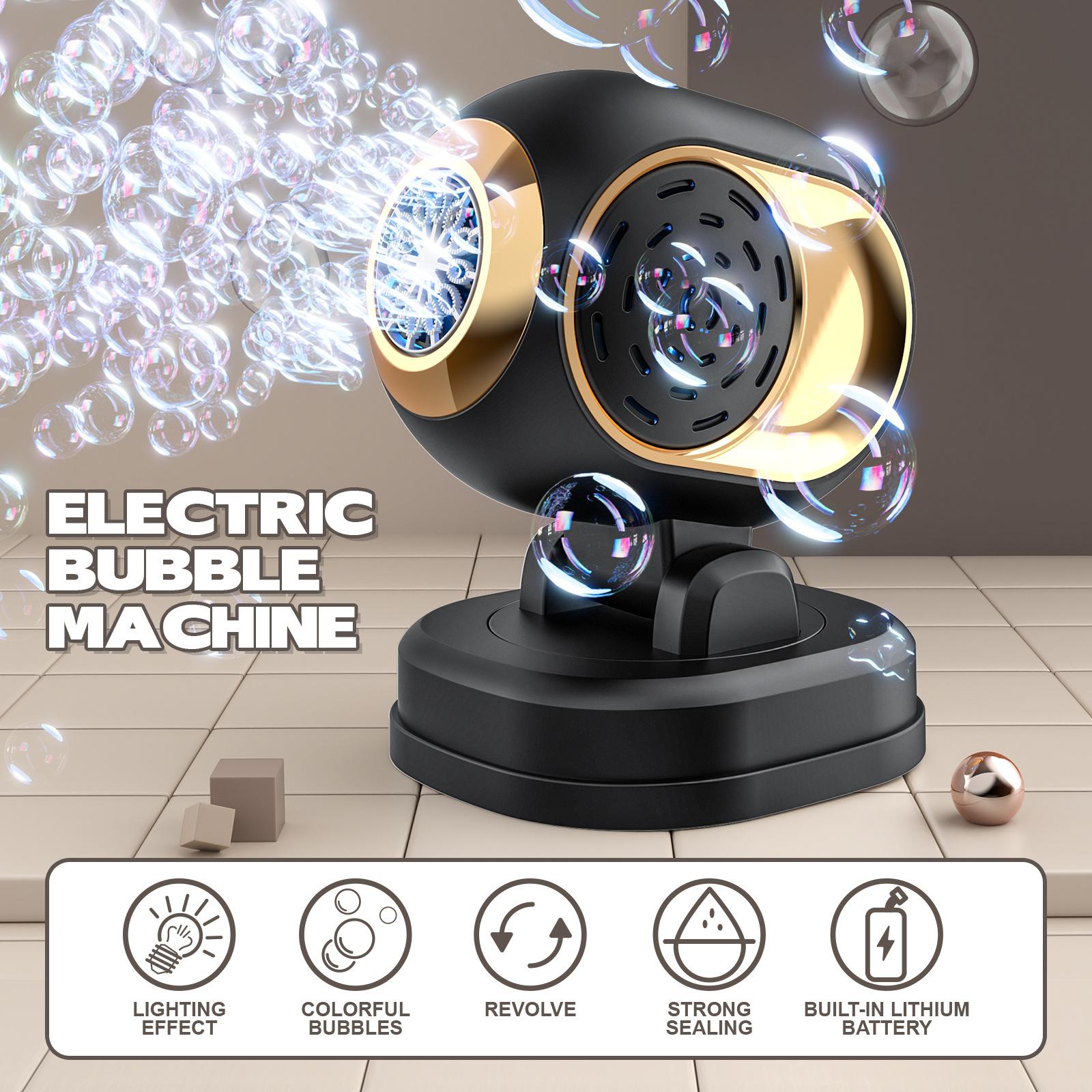

12 Hole Stage Bubble Machine Electric Rotating Automatic Lights Soap Blowing Maker Kids Outdoor Toy Sets Wedding Party Game Gifts