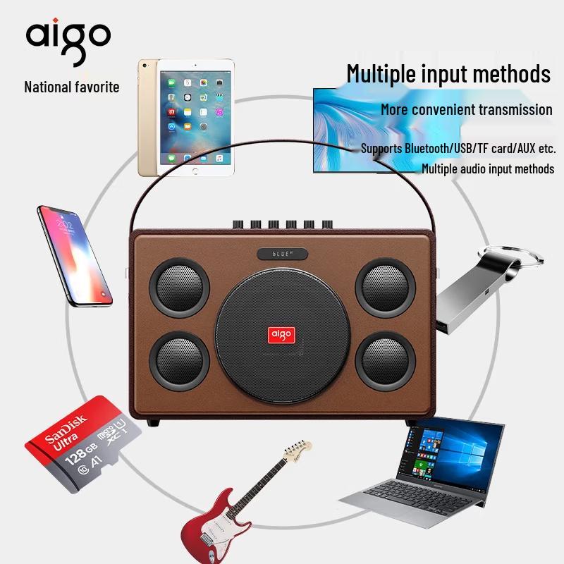 Aigo T190 Portable Outdoor KTV Bluetooth Speaker CN plug (adapter included)