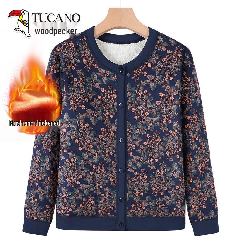 Tucano Women's Elderly Winter Thickened Fleece Cardigan Jacket