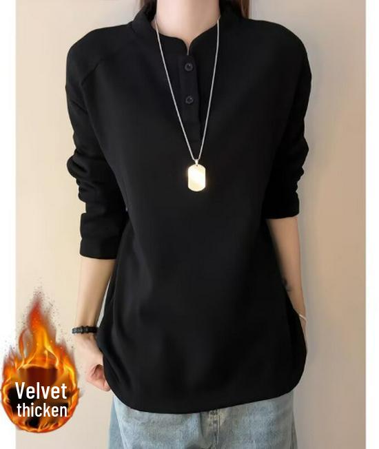 Unisex Henry Collar Semi-High Neck Fleece Sweatshirt - Heavyweight American Cleanfit, Perfect for Autumn/Winter