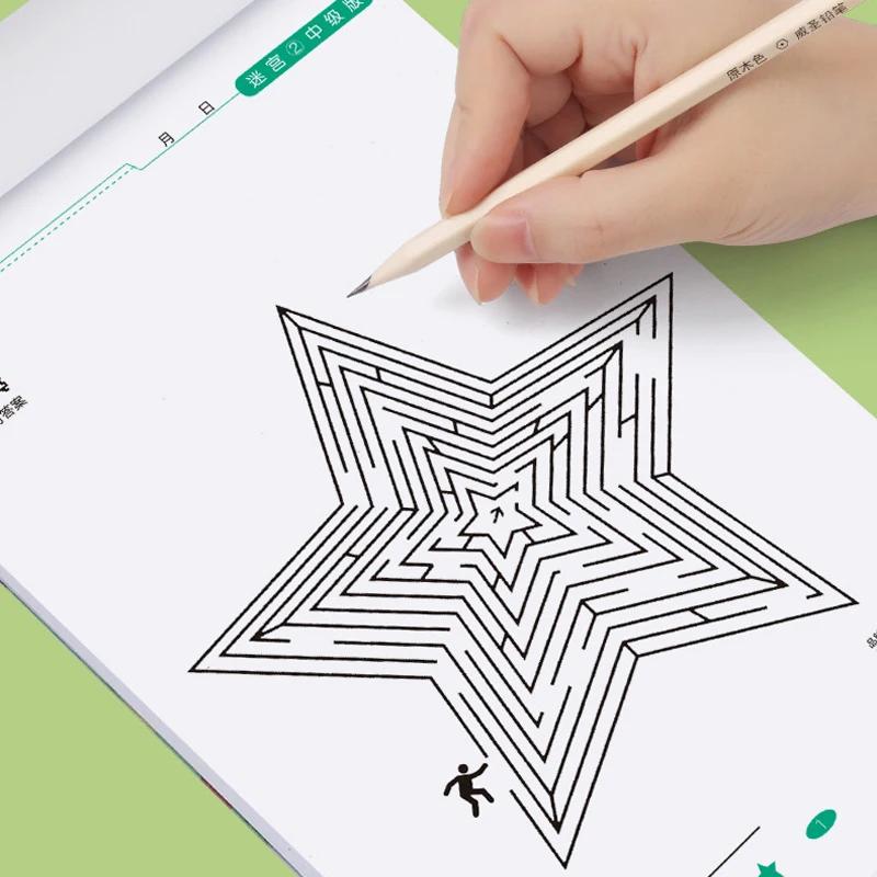 Konzentrations-Labyrinth-Trainingsbuch für Kinder, Entwicklung des Denkens der Schüler, Aufmerksamkeitsspiel, Puzzle, Intelligenzentwicklungsspielzeug