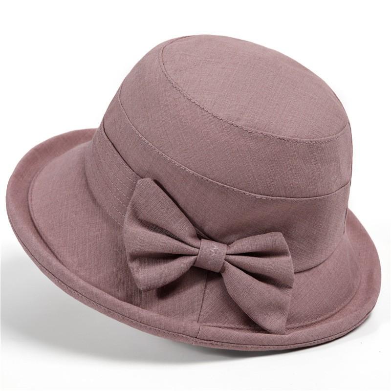Womens Sun Hat Seniors - Wide Brim Foldable Cotton Blend UV Protection Bucket In Purple Blue Khaki Pink